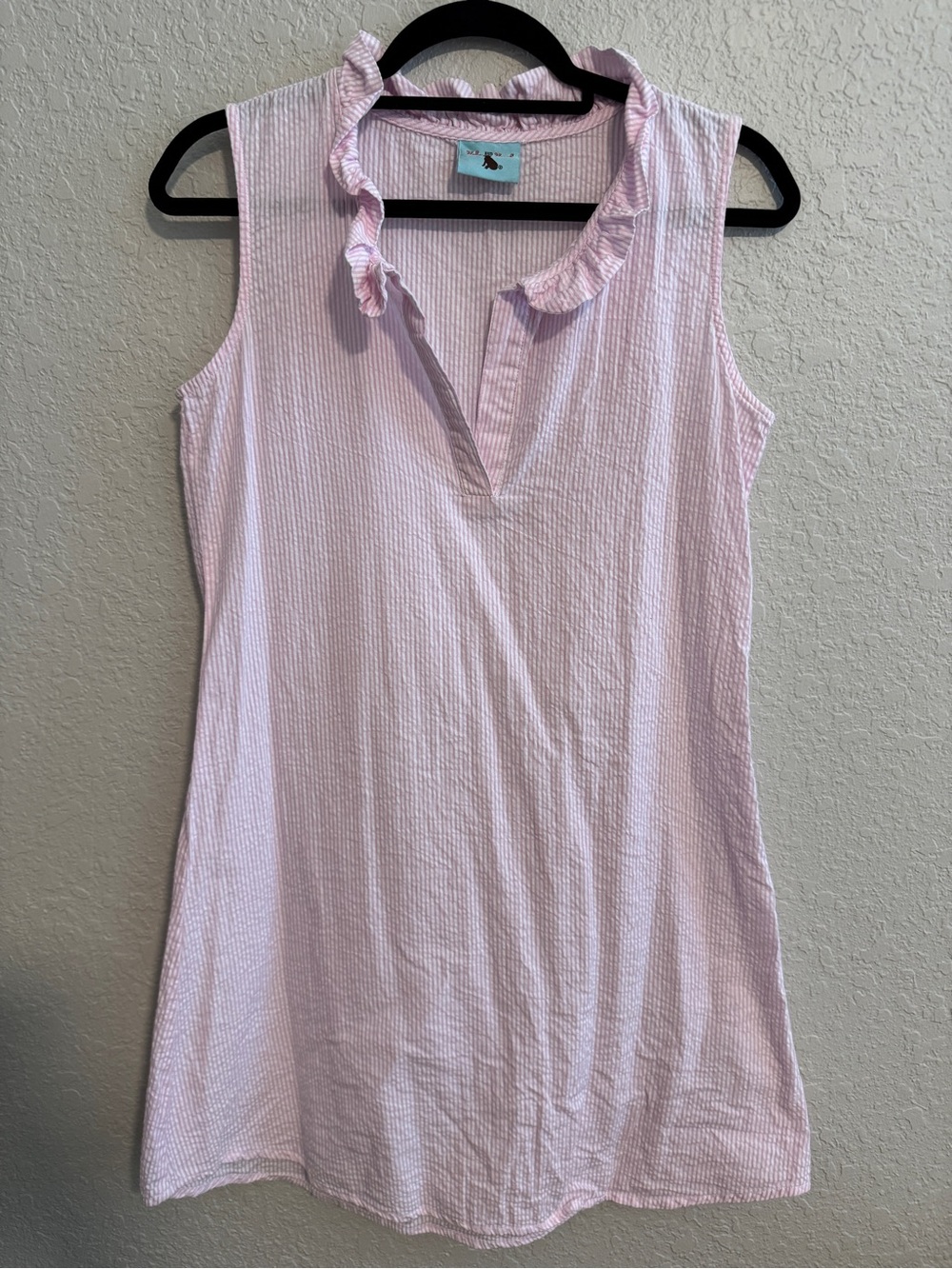 Haley and the Hound Sleeveless Pink Ruffle Collar Shift Dress